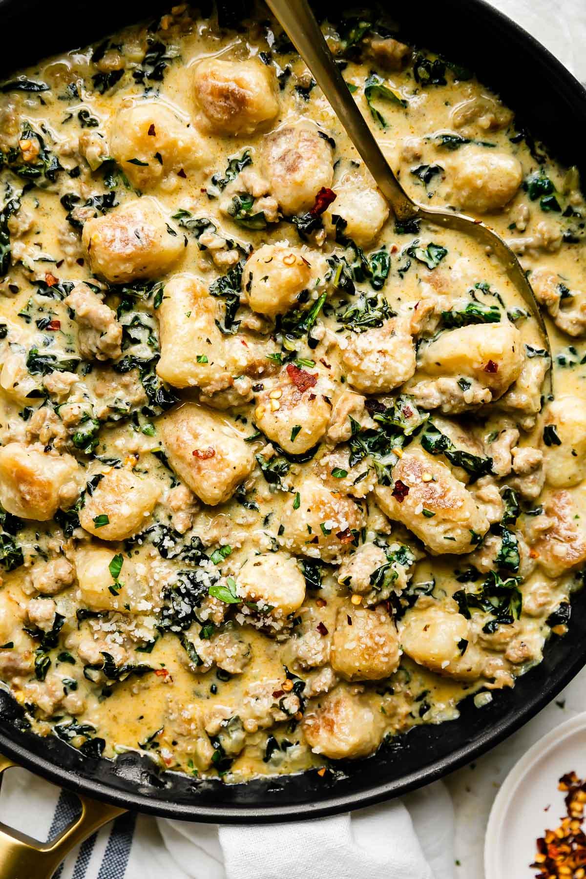 Tuscan Chicken with kale and gnocchi